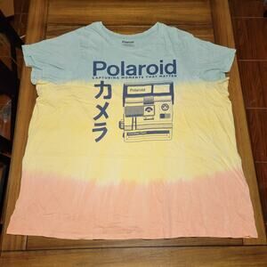 Polaroid Blue, Yellow & Pink Tee "Capturing Moments..." - Size 5 (Plus Size)